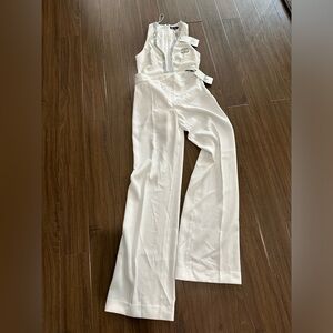 Zara two pieces low cut stone body suit and pant set